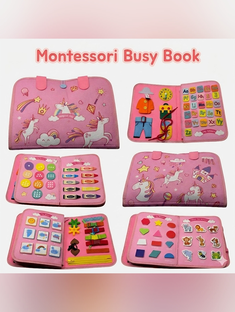 Montessori Busy Book for Toddlers, Quiet Book, Early learning toy w/activities